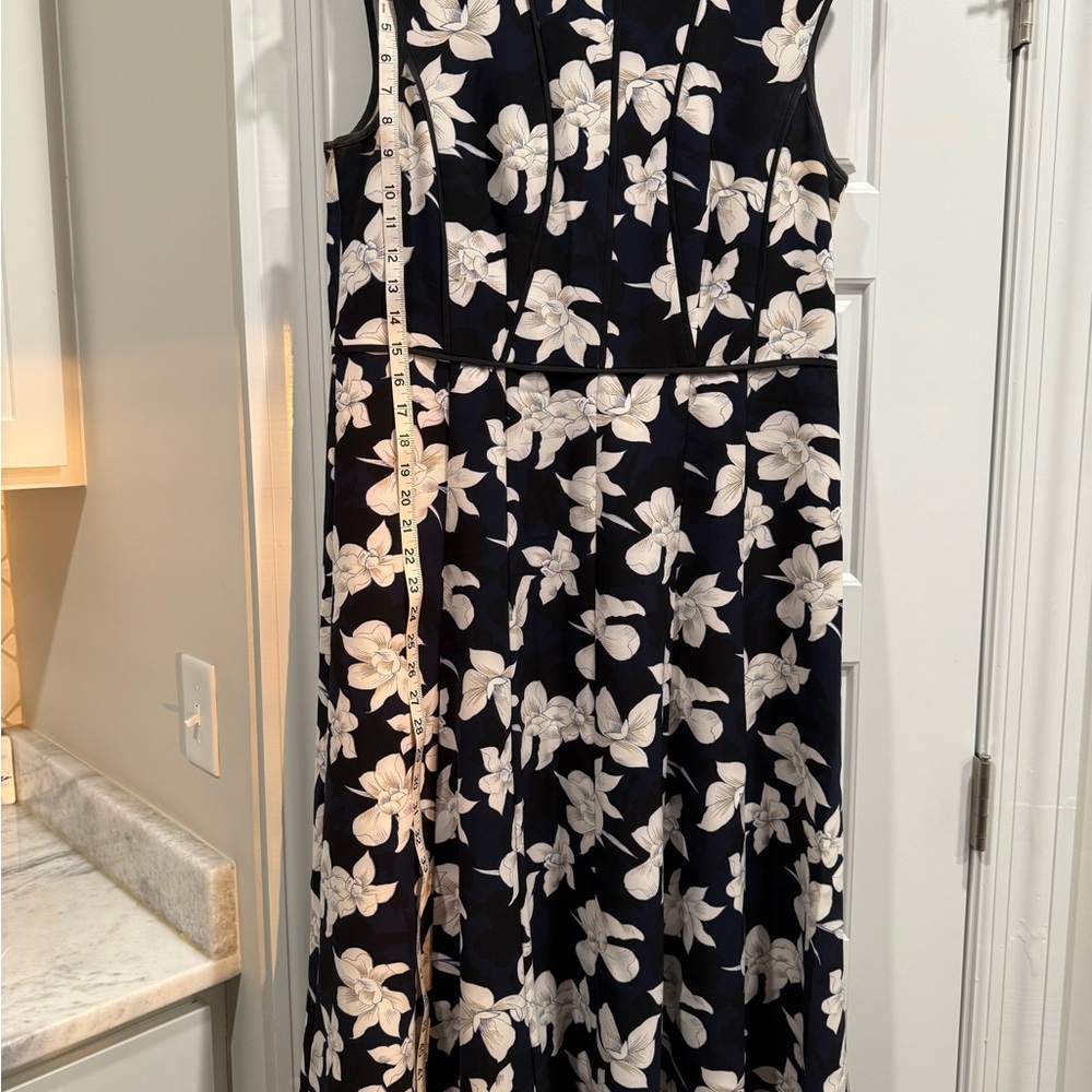 Blue and Black Sleeveless A-Line Midi Dress - Picture 7 of 9